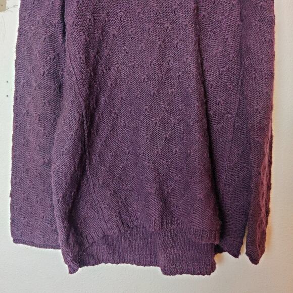 Eddie Bauer Women's Lambswool Camel Pointelle Knit Tunic Sweater Large Purple - Picture 4 of 10